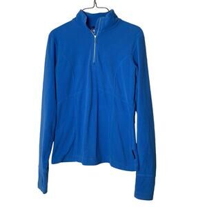 Obermeyer blue fitted quarter zip mock neck thumb‎ hole pull over Size SMALL